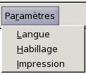 Menu Module Paramètres